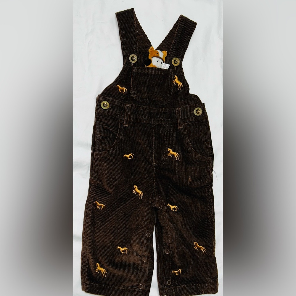 Cre8ions corduroy overalls with horse appliqués sz 9 months NWT